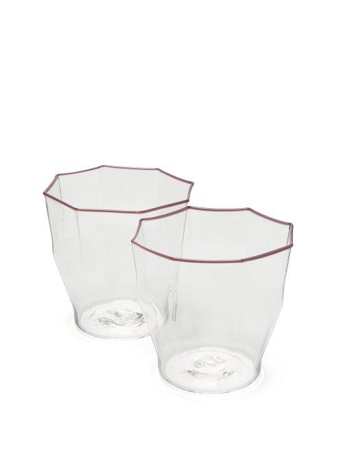 Matchesfashion.com Campbell-rey - Set Of 2 Rosanna Murano Stripe Glasses - Purple