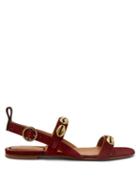 Matchesfashion.com Etro - Embellished Suede Sandals - Womens - Red