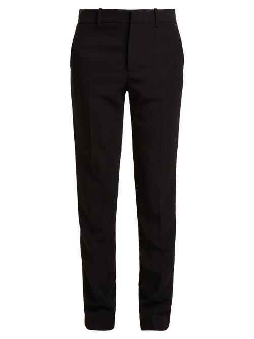 Matchesfashion.com Gucci - High Rise Slim Leg Stretch Cady Trousers - Womens - Black