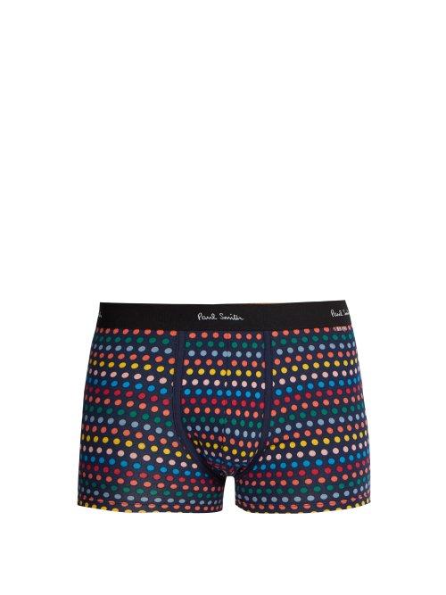 Matchesfashion.com Paul Smith - Polka Dot Stretch Cotton Boxer Shorts - Mens - Navy