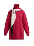 Matchesfashion.com Balenciaga - Scarf Roll Neck Wool Sweater - Womens - Pink Multi