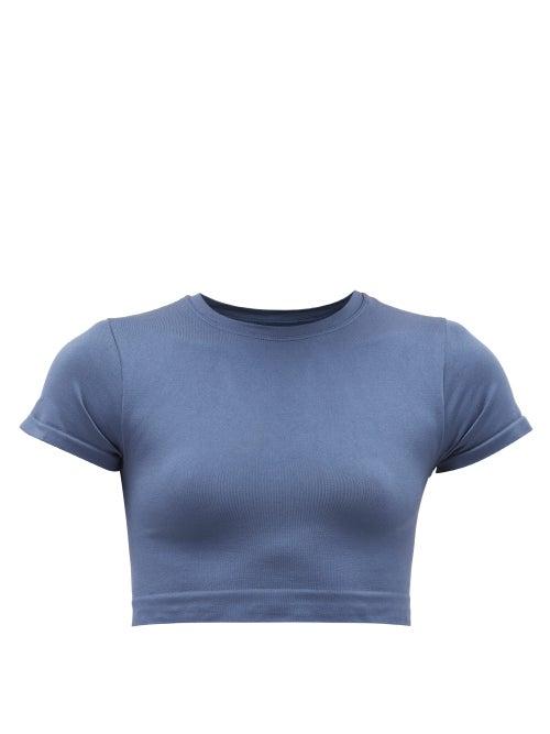 Matchesfashion.com Prism - Mindful Cropped Ribbed Top - Womens - Navy