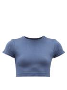 Matchesfashion.com Prism - Mindful Cropped Ribbed Top - Womens - Navy