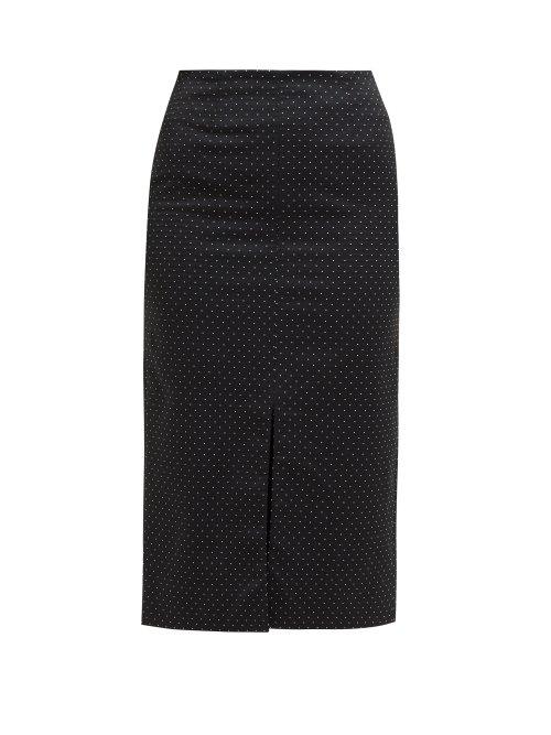 Matchesfashion.com Erdem - Retta Polka Dot Cotton Blend Pencil Skirt - Womens - Black White