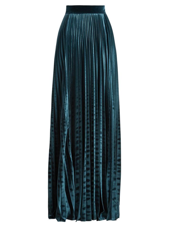 Luisa Beccaria High-rise Pleated Velvet Skirt