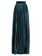 Luisa Beccaria High-rise Pleated Velvet Skirt