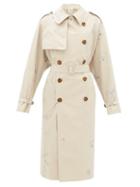 Vetements - Scribble-print Double-breasted Cotton Trench Coat - Womens - Beige Multi
