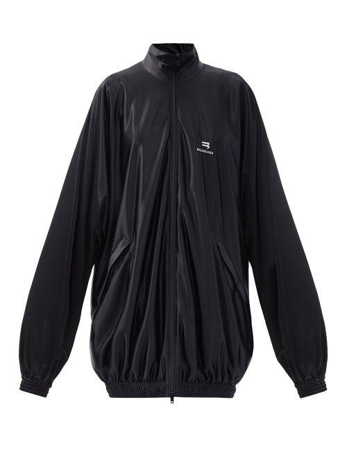 Matchesfashion.com Balenciaga - Logo-embroidered Longline Jersey Jacket - Womens - Black