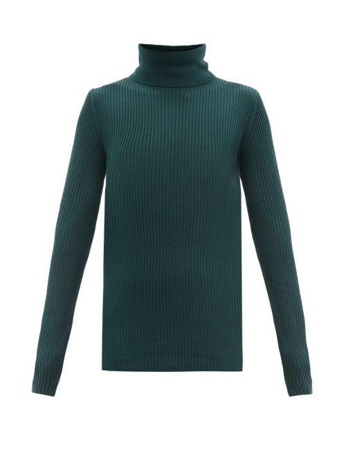Matchesfashion.com Joseph - Roll-neck Ribbed Merino Wool Sweater - Womens - Mid Blue