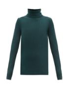 Matchesfashion.com Joseph - Roll-neck Ribbed Merino Wool Sweater - Womens - Mid Blue