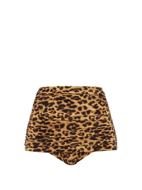 Matchesfashion.com Norma Kamali - Bill Leopard-print High-rise Bikini Briefs - Womens - Leopard