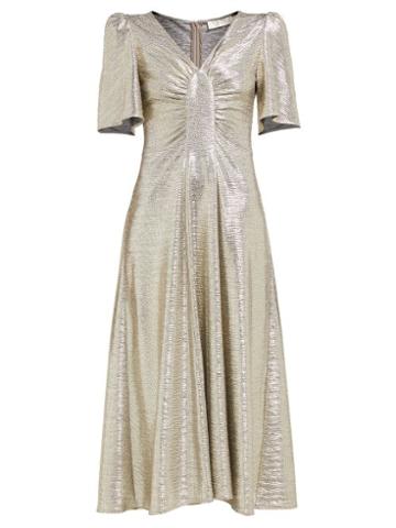 Matchesfashion.com Goat - Rosemary Foil Jersey Tea Dress - Womens - Silver
