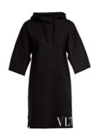 Matchesfashion.com Valentino - Hooded Logo Print Dress - Womens - Black