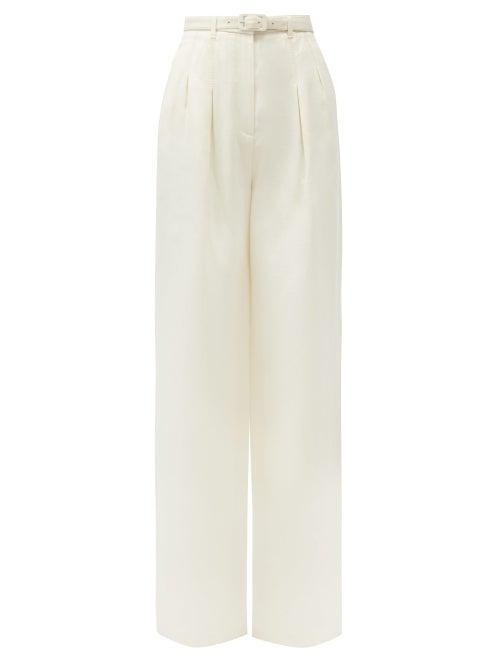 Matchesfashion.com Gabriela Hearst - Vargas High-rise Twill Trousers - Womens - Ivory