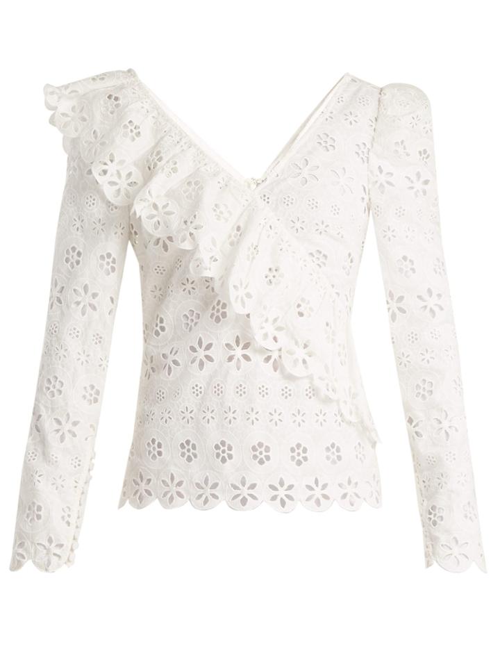 Self-portrait Petal-embroidered Top