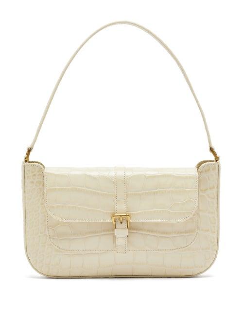 Matchesfashion.com By Far - Miranda Croc-embossed Leather Shoulder Bag - Womens - Cream