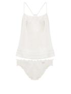 Matchesfashion.com Loup Charmant - Heirloom Embroidery Cotton Cami Top And Briefs - Womens - White Multi