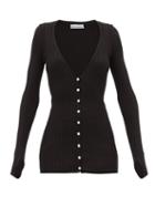 Matchesfashion.com Paco Rabanne - Ribbed Cotton-blend Cardigan - Womens - Black