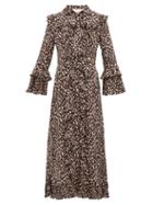 Matchesfashion.com La Doublej - Leopard Print Georgette Midi Dress - Womens - Leopard
