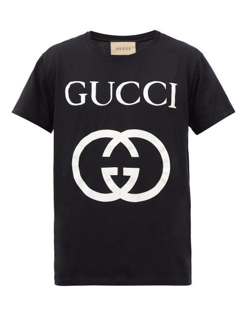 Gucci - Gg-logo Cotton-jersey T-shirt - Mens - Black White