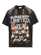 Matchesfashion.com Burberry - Munlow Floral-logo Print Cotton-jersey T-shirt - Mens - Black