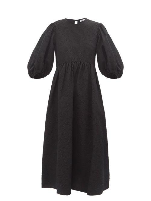 Cecilie Bahnsen - Karmen Floral Cotton-blend Cloqu Midi Dress - Womens - Black