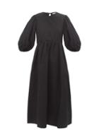Cecilie Bahnsen - Karmen Floral Cotton-blend Cloqu Midi Dress - Womens - Black