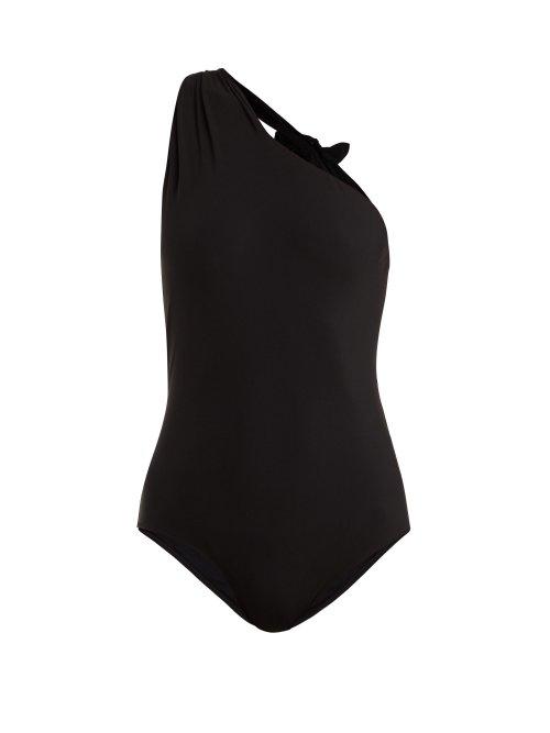 Matchesfashion.com Araks - Melika One Shoulder Bow Detail Swimsuit - Womens - Black