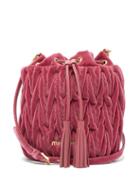 Matchesfashion.com Miu Miu - Matelass Quilted Velvet Bucket Bag - Womens - Pink