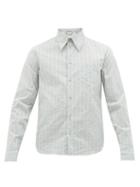 Matchesfashion.com Gucci - Point-collar Striped Cotton Shirt - Mens - Light Blue