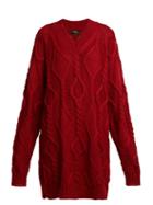 Matchesfashion.com Isabel Marant - Bev Cable Knit Wool Sweater - Womens - Red