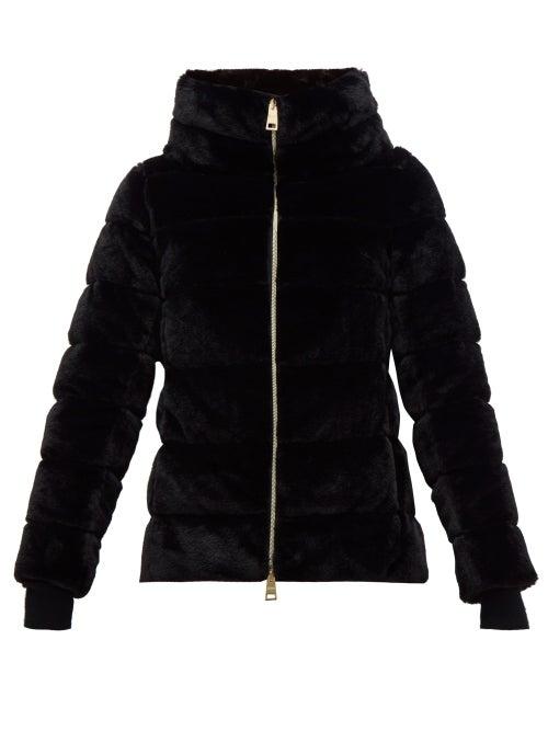 Matchesfashion.com Herno - Faux Fur Funnel Neck Jacket - Womens - Black