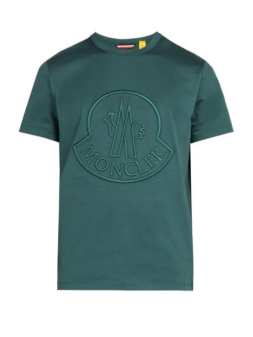 Matchesfashion.com 2 Moncler 1952 - Logo Embroidered Cotton T Shirt - Mens - Khaki