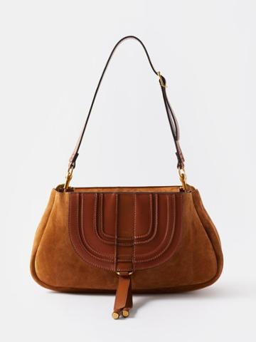 Chlo - Marcie Suede And Leather Baguette Bag - Womens - Tan