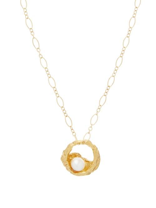 Matchesfashion.com Alighieri - Pearl Hoop 24kt Gold-plated Necklace - Womens - Gold