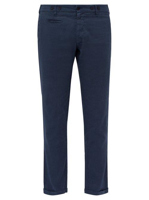Matchesfashion.com Barena Venezia - Slim Leg Linen Blend Twill Trousers - Mens - Navy