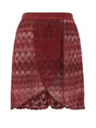 Matchesfashion.com Missoni Mare - Wrap-style Lace-knit Mini Skirt - Womens - Burgundy