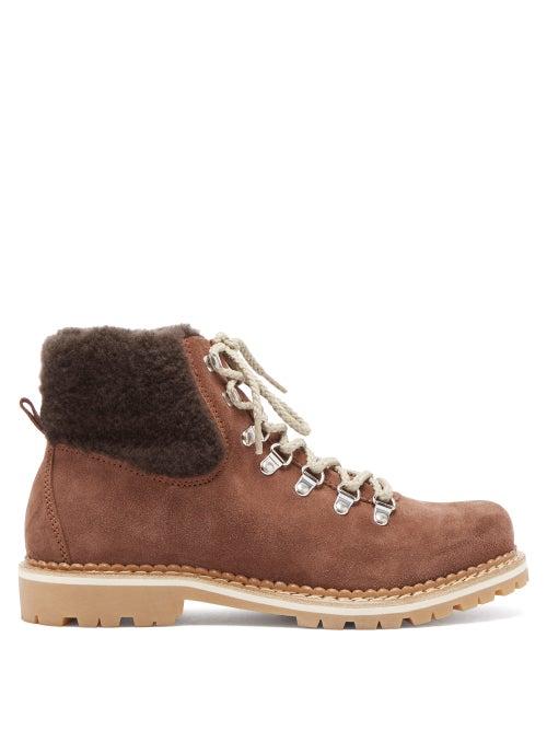 Matchesfashion.com Montelliana - Camelia Shearling Lined Suede Aprs Ski Boots - Womens - Dark Brown