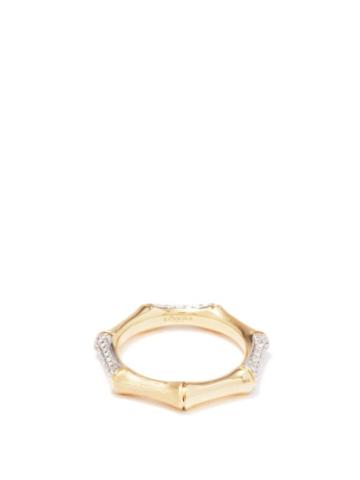 Rainbow K - Bamboo Diamond & 14kt Gold Ring - Womens - Gold Multi