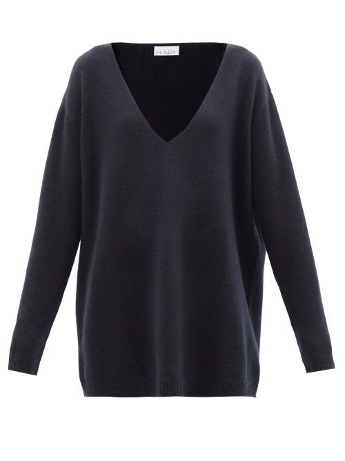 Raey - Deep V-neck Cashmere Jumper - Womens - Navy