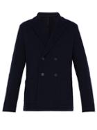 Matchesfashion.com Harris Wharf London - Double Breasted Waffle Knit Blazer - Mens - Dark Blue