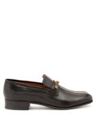 Gucci Contrast Panel Embellished Leather Penny Loafers
