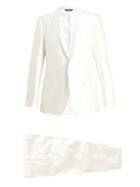 Matchesfashion.com Dolce & Gabbana - Single Breasted Shantung Silk Suit - Mens - White