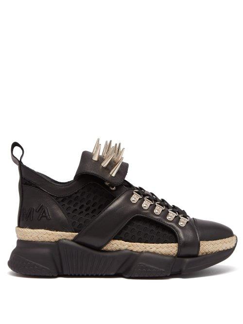 Matchesfashion.com Marques'almeida - Spike Tongue Leather High Top Trainers - Womens - Black