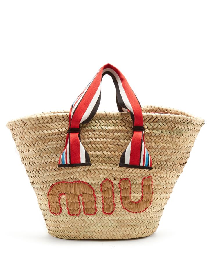 Miu Miu Logo-embroidered Basket Bag