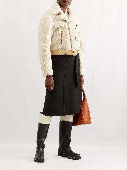 Chlo - Shearling Biker Jacket - Womens - Beige