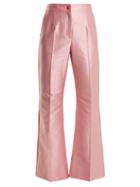 Matchesfashion.com Dolce & Gabbana - Contrast Trim High Rise Satin Trousers - Womens - Pink