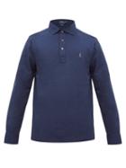 Matchesfashion.com Polo Ralph Lauren - Logo Embroidered Cotton Blend Piqu Polo Shirt - Mens - Blue