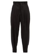 Matchesfashion.com Edward Crutchley - Dropped-rise Pleated Wool-sharkskin Trousers - Mens - Black