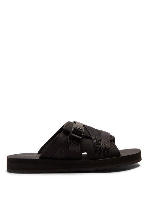 Matchesfashion.com Prada - Clip Buckle Fastening Strap Slides - Mens - Black